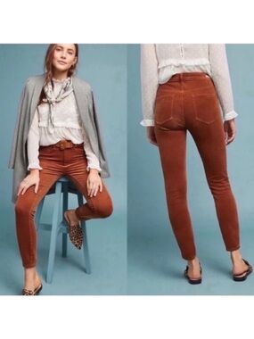 ANTHROPOLOGIE PILCRO THE LETTERPRESS High-Rise Skinny Brown Corduroy Pants Sz 28